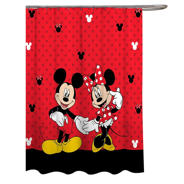Disney Mickey and Minnie Kissing Shower Curtain Fabric 72/" x 72/" New